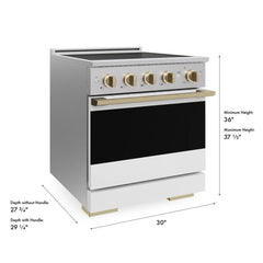 ZLINE 30 In. Marino Autograph Induction Range in Stainless Steel with a White Matte Door and Champagne Bronze Accents - MINRZ-WM-30-CB - The Home Selection