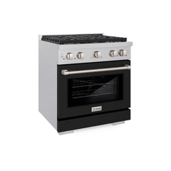 ZLINE 30 in. 4.2 cu. ft. Paramount Dual Fuel Range with 4 Burner Gas Cooktop and Electric Convection Oven in Satin Stain