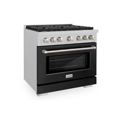 ZLINE 36 in. 5.2 cu. ft. Paramount Dual Fuel Range with 6 Burner Gas Cooktop and Electric Convection Oven in Satin Stain