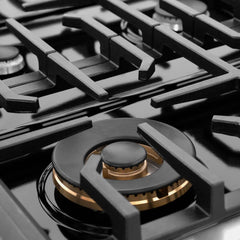 ZLINE 48 in. 6.7 cu. ft. Paramount Double Oven Dual Fuel Range with 8 Burner Gas Cooktop in Satin Stainless Steel with Black Matte Doors - SDRS-BLM-48