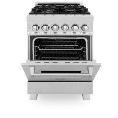 ZLINE 24 in. 2.8 cu. ft. Legacy Dual Fuel Range with 4 Burner Gas Cooktop and Electric Convection Oven in Satin Stainless Steel - RAS-SN-24