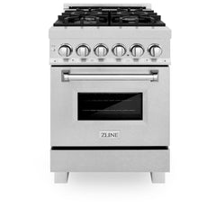 ZLINE 24 in. 2.8 cu. ft. Legacy Dual Fuel Range with 4 Burner Gas Cooktop and Electric Convection Oven in Satin Stainless Steel - RAS-SN-24