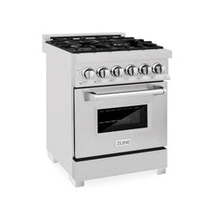 ZLINE 24 in. 2.8 cu. ft. Legacy Dual Fuel Range with 4 Burner Gas Cooktop and Electric Convection Oven in Satin Stainles