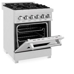 ZLINE 24 in. 2.8 cu. ft. Legacy Dual Fuel Range with 4 Burner Gas Cooktop and Electric Convection Oven in Satin Stainless Steel - RAS-SN-24