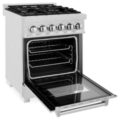 ZLINE 24 in. 2.8 cu. ft. Legacy Dual Fuel Range with 4 Burner Gas Cooktop and Electric Convection Oven in Satin Stainless Steel - RAS-SN-24