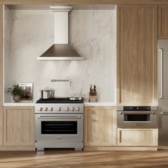 ZLINE 36 in. 5.2 cu. ft. Paramount Dual Fuel Range with 6 Burner Gas Cooktop and Electric Convection Oven in Satin Stainless Steel - SDRS-36
