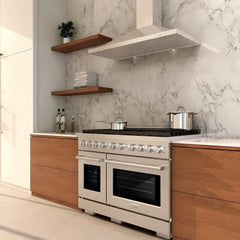 ZLINE 48 in. 6.7 cu. ft. Paramount Double Oven Dual Fuel Range with 8 Burner Gas Cooktop in Satin Stainless Steel - SDRS-48
