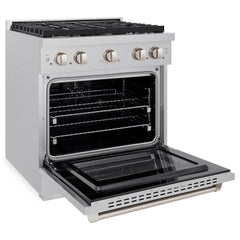 ZLINE 30 in. 4.2 cu. ft. Paramount Dual Fuel Range with Gas Cooktop and Electric Convection Oven in Satin Stainless Steel with 4 Brass Burners - SDRS-BR-30