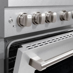 ZLINE 36 in. 5.2 cu. ft. Paramount Dual Fuel Range with Gas Cooktop and Electric Convection Oven in Satin Stainless Steel with 6 Brass Burners - SDRS-BR-36
