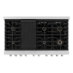 ZLINE 48 in. 6.7 cu. ft. Paramount Double Oven Dual Fuel Range in Satin Stainless Steel with 8 Brass Burners - SDRS-BR-48