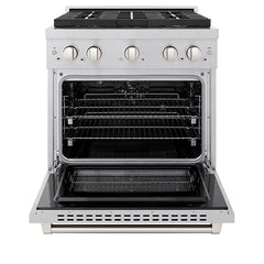 ZLINE 30 in. 4.2 cu. ft. Paramount Dual Fuel Range with 4 Burner DuoPro™ Cooktop and Electric Convection Oven in Satin Stainless Steel - PSDRS-30
