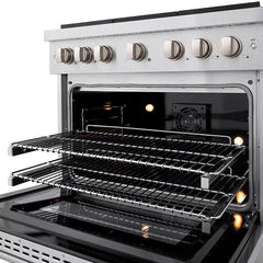 ZLINE 36 in. 5.2 cu. ft. Paramount Dual Fuel Range with 6 Burner DuoPro™ Cooktop and Electric Convection Oven in Satin Stainless Steel - PSDRS