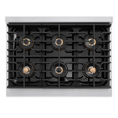 ZLINE 36 in. 5.2 cu. ft. Paramount Dual Fuel Range with 6 Burner DuoPro™ Cooktop and Electric Convection Oven in Satin Stainless Steel - PSDRS