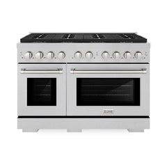 ZLINE 48 in. 6.7 cu. ft. Paramount Dual Fuel Range with 8 Burner DuoPro™ Cooktop and Dual Ovens in Satin Stainless Steel - PSDRS