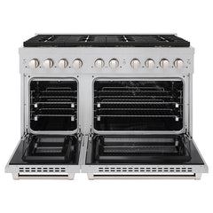 ZLINE 48 in. 6.7 cu. ft. Paramount Dual Fuel Range with 8 Burner DuoPro™ Cooktop and Dual Ovens in Satin Stainless Steel - PSDRS