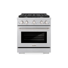 ZLINE 30 in. 4.2 cu. ft. Paramount Gas Range with 4 Burner Cooktop and Convection Gas Oven in Satin Stainless Steel - SGRS-30