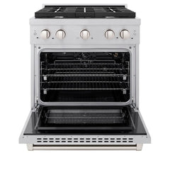 ZLINE 30 in. 4.2 cu. ft. Paramount Gas Range with 4 Burner Cooktop and Convection Gas Oven in Satin Stainless Steel - SGRS-30