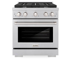 ZLINE 30 in. 4.2 cu. ft. Paramount Gas Range with 4 Burner Cooktop and Convection Gas Oven in Satin Stainless Steel - SGRS-30