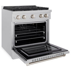 ZLINE 30 in. 4.2 cu. ft. Paramount Gas Range with 4 Burner Cooktop and Convection Gas Oven in Satin Stainless Steel - SGRS-30