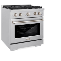 ZLINE 30 in. 4.2 cu. ft. Paramount Gas Range with 4 Burner Cooktop and Convection Gas Oven in Satin Stainless Steel - SGRS-30