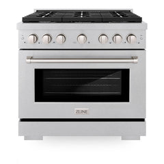 ZLINE 36 in. 5.2 cu. ft. Paramount Gas Range with 6 burner Cooktop and Convection Gas Oven in Satin Stainless Steel - SGRS-36