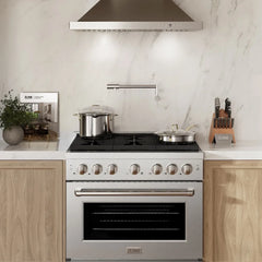 ZLINE 36 in. 5.2 cu. ft. Paramount Gas Range with 6 burner Cooktop and Convection Gas Oven in Satin Stainless Steel - SGRS-36