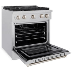 ZLINE 30 in. 4.2 cu. ft. Paramount Gas Range with Convection Gas Oven in Satin Stainless Steel with 4 Brass Burners - SGRS-BR-30