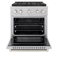 ZLINE 30 in. 4.2 cu. ft. Paramount Gas Range with 4 Burner DuoPro™ Cooktop and Convection Gas Oven in Satin Stainless Steel - PSGRS