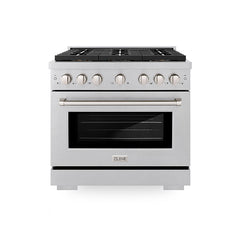 ZLINE 36 in. 5.2 cu. ft. Paramount Gas Range with 6 Burner DuoPro™ Coo - Satin Stainless Steel