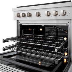 ZLINE 36 in. 5.2 cu. ft. Paramount Gas Range with 6 Burner DuoPro™ Cooktop and Convection Gas Oven in Satin Stainless Steel - PSGRS-36