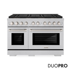 ZLINE 48 in. 6.7 cu. ft. Paramount Gas Range with 8 Burner DuoPro™ Cooktop and Dual Ovens in Satin Stainless Steel - PSGRS-48