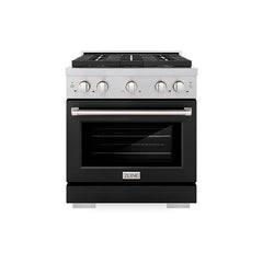 ZLINE 30 in. 4.2 cu. ft. Paramount Gas Range with 4 Burner DuoPro™ Coo - Satin Stainless Steel with Black Matte Door