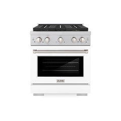ZLINE 30 in. 4.2 cu. ft. Paramount Gas Range with 4 Burner DuoPro™ Coo - Satin Stainless Steel with White Matte Door