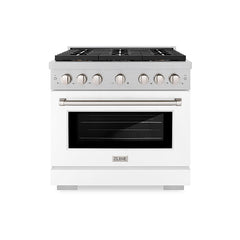 ZLINE 36 in. 5.2 cu. ft. Paramount Gas Range with 6 Burner DuoPro™ Coo - Satin Stainless Steel with White Matte Door