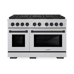 ZLINE 48 in. 6.7 cu. ft. Paramount Gas Range with 8 Burner DuoPro™ Coo - Satin Stainless Steel with Matte Black Accents