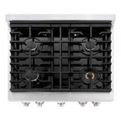 ZLINE 30 in. 4.2 cu. ft. Paramount Gas Range with 4 Burner Cooktop and Convection Gas Oven in Satin Stainless Steel with White Matte Door - SGRS-WM-30