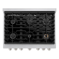 ZLINE 36 in. 5.2 cu. ft. Paramount Gas Range with 6 Burner Cooktop and Convection Gas Oven in Satin Stainless Steel with White Matte Door - SGRS-WM-36
