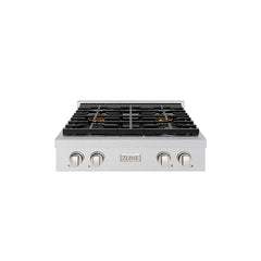 ZLINE 30 in. Paramount Gas Rangetop with 4 Burner DuoPro™ Cooktop in Satin Stainless Steel - PSRTS-30