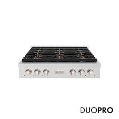 ZLINE 36 in. Paramount Gas Rangetop with 6 Burner DuoPro™ Cooktop in Satin Stainless Steel - PSRTS-36
