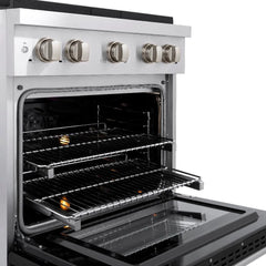 ZLINE 30 in. 4.2 cu. ft. Paramount Dual Fuel Range with 4 Burner Gas Cooktop and Electric Convection Oven in Stainless Steel with Black Matte Door - SDR-BLM-30