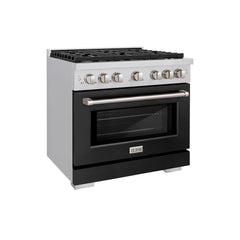 ZLINE 36 in. 5.2 cu. ft. Paramount Dual Fuel Range with 6 Burner Gas Cooktop and Electric Convection Oven in Stainless S