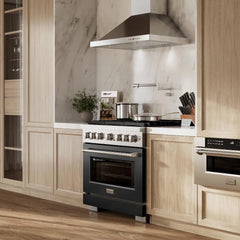 ZLINE 36 in. 5.2 cu. ft. Paramount Dual Fuel Range with 6 Burner Gas Cooktop and Electric Convection Oven in Stainless Steel with Black Matte Door - SDR-BLM-36