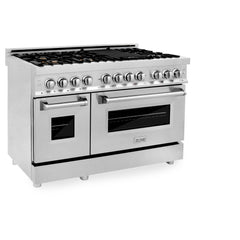 ZLINE 48 in. 6.0 cu. ft. Legacy Dual Fuel Range with Gas Cooktop and 2 Electric Ovens in Stainless Steel with 6 Brass Burners - RA-BR-48