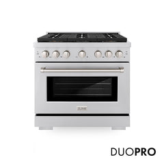 ZLINE 36 in. 5.2 cu. ft. Paramount Dual Fuel Range with 6 Burner DuoPro™ Cooktop and Electric Convection Oven in Stainless Steel - PSDR36
