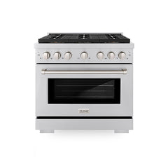 ZLINE 36 in. 5.2 cu. ft. Paramount Dual Fuel Range with 6 Burner DuoPr - Stainless Steel