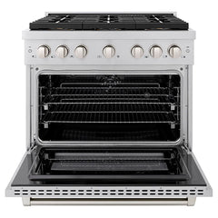 ZLINE 36 in. 5.2 cu. ft. Paramount Dual Fuel Range with 6 Burner DuoPro™ Cooktop and Electric Convection Oven in Stainless Steel - PSDR