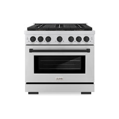 ZLINE 36 in. 5.2 cu. ft. Paramount Dual Fuel Range with 6 Burner DuoPr - Stainless Steel with Matte Black Accents