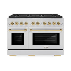ZLINE 48 in. 6.7 cu. ft. Paramount Dual Fuel Range with 8 Burner DuoPr - Stainless Steel with Champagne Bronze Accents