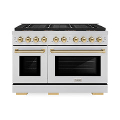 ZLINE 48 in. 6.7 cu. ft. Paramount Dual Fuel Range with 8 Burner DuoPr - Stainless Steel with Polished Gold Accents
