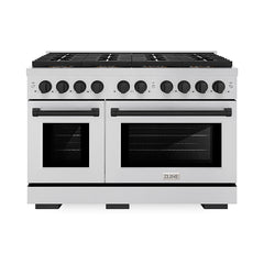 ZLINE 48 in. 6.7 cu. ft. Paramount Dual Fuel Range with 8 Burner DuoPr - Stainless Steel with Matte Black Accents